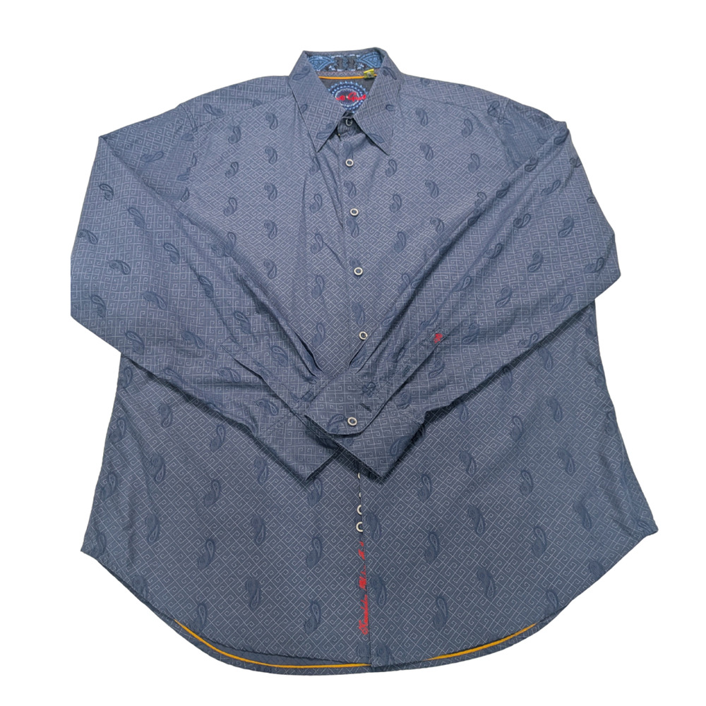 Robert Graham Mens Shirt XL Classic Fit Blue Paisley Geometric Long Sleeve